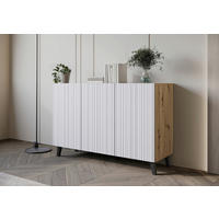 KOMODA, bela, hrast artisan  - črna/bela, Trend, leseni material (120/76/39cm) - Livetastic