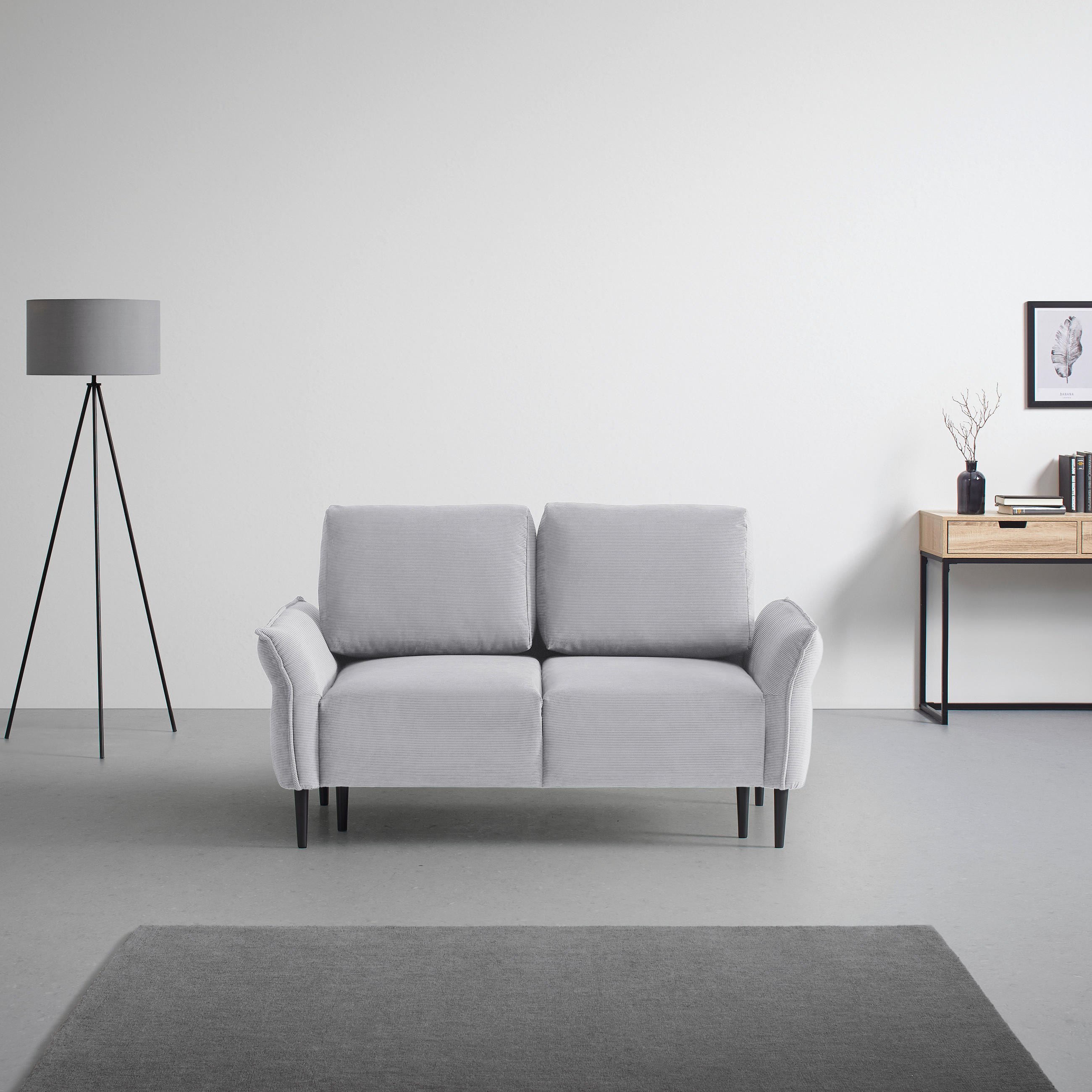 2-SITS SOFFA i textil grå  - svart/grå, Modern, trä/textil (150/85/92cm) - MID.YOU