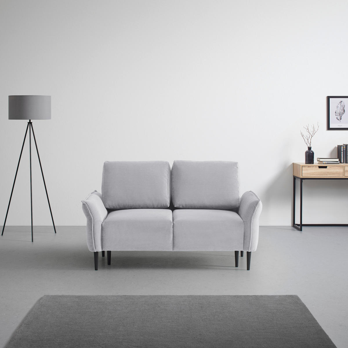 2-SITS SOFFA i textil grå  - svart/grå, Modern, trä/textil (150/85/92cm) - MID.YOU