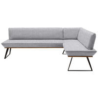 ECKBANK 243/163 cm Webstoff Schwarz, Eichefarben, Hellgrau Eiche massiv Metall   - Eichefarben/Hellgrau, Design, Holz/Textil (243/163cm) - Voleo