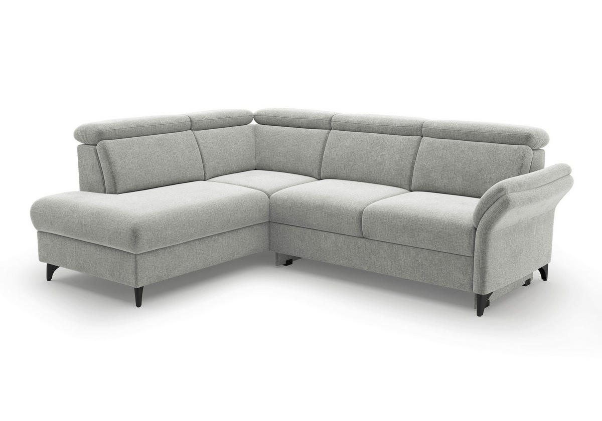 ECKSOFA GLENDALE E in Flachgewebe Hellgrau  193/247 cm  - Hellgrau/Schwarz, KONVENTIONELL, Textil/Metall (193/247cm) - Sit & More