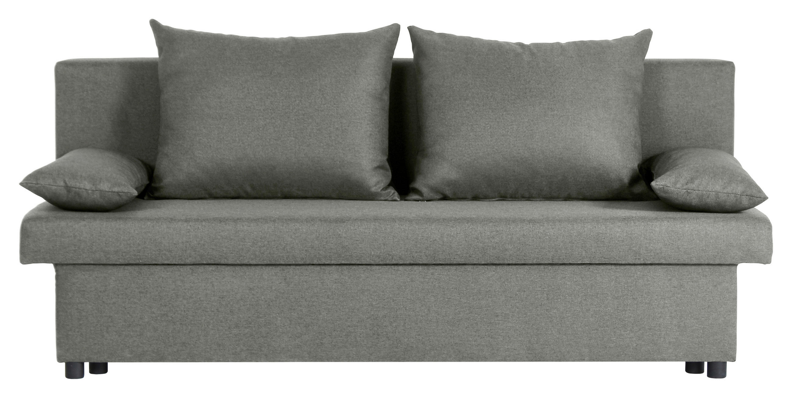 SCHLAFSOFA NEO Webstoff Grau  inkl. Rückenkissen, Armlehnenkissen, Bettkasten  - Schwarz/Grau, Basics, Kunststoff/Textil (192/82/82cm) - P & B