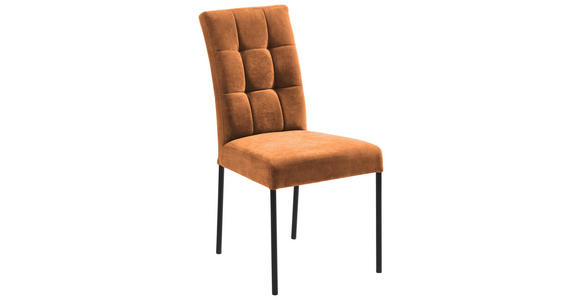 STUHL   Webstoff  Orange, Schwarz  - Schwarz/Orange, Design, Textil/Metall (46/91/61cm) - Xora