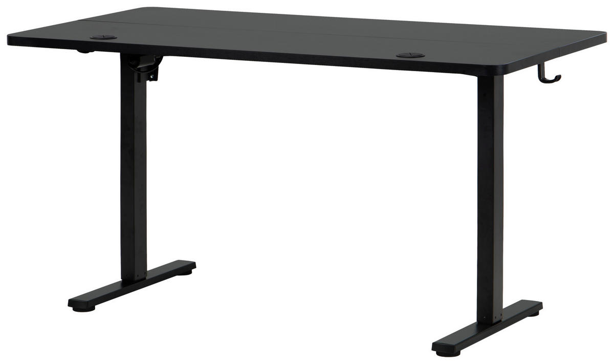 SCHREIBTISCH 140/70/72/118 cm Schwarz elektrisch höhenverstellbar  - Schwarz, MODERN, Holzwerkstoff/Metall (140/70/72/118cm) - Livetastic