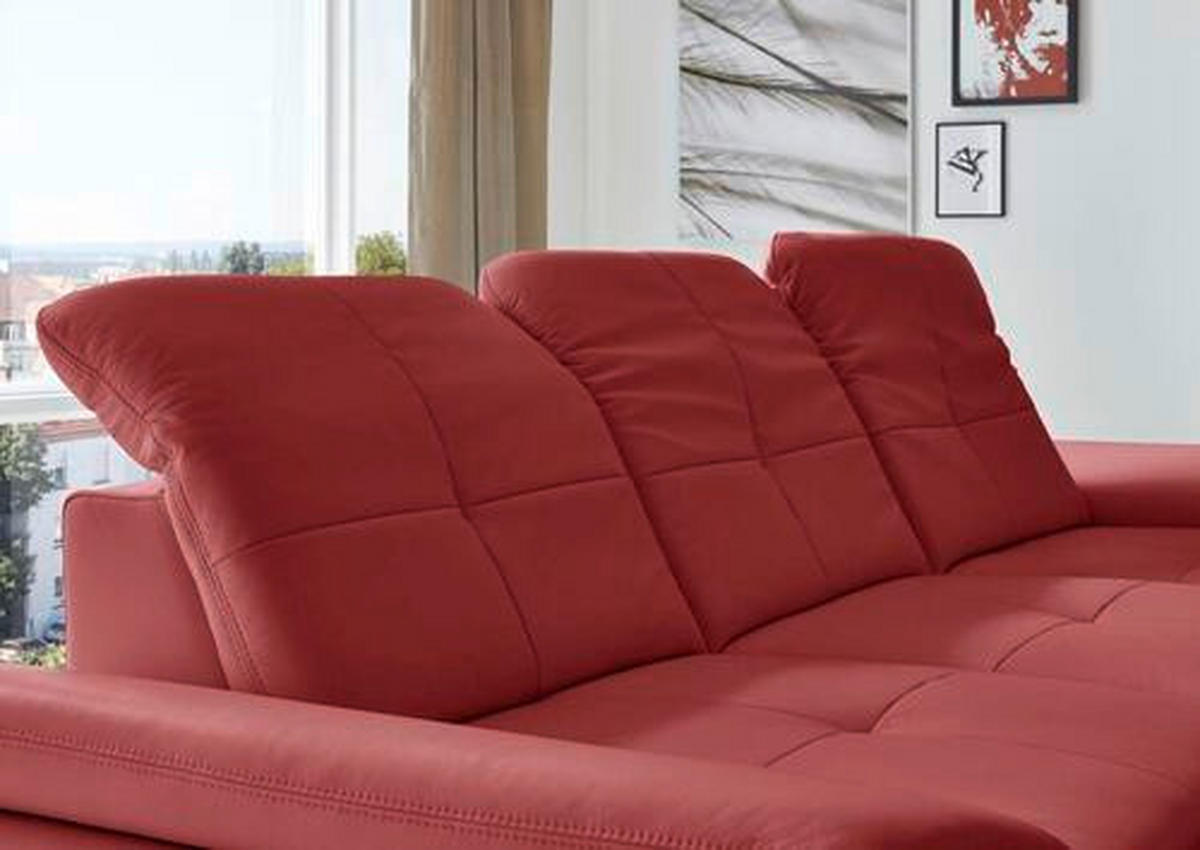 ECKSOFA in Echtleder Rot  - Edelstahlfarben/Rot, Design, Leder/Metall (321/195cm) - Beldomo Speed