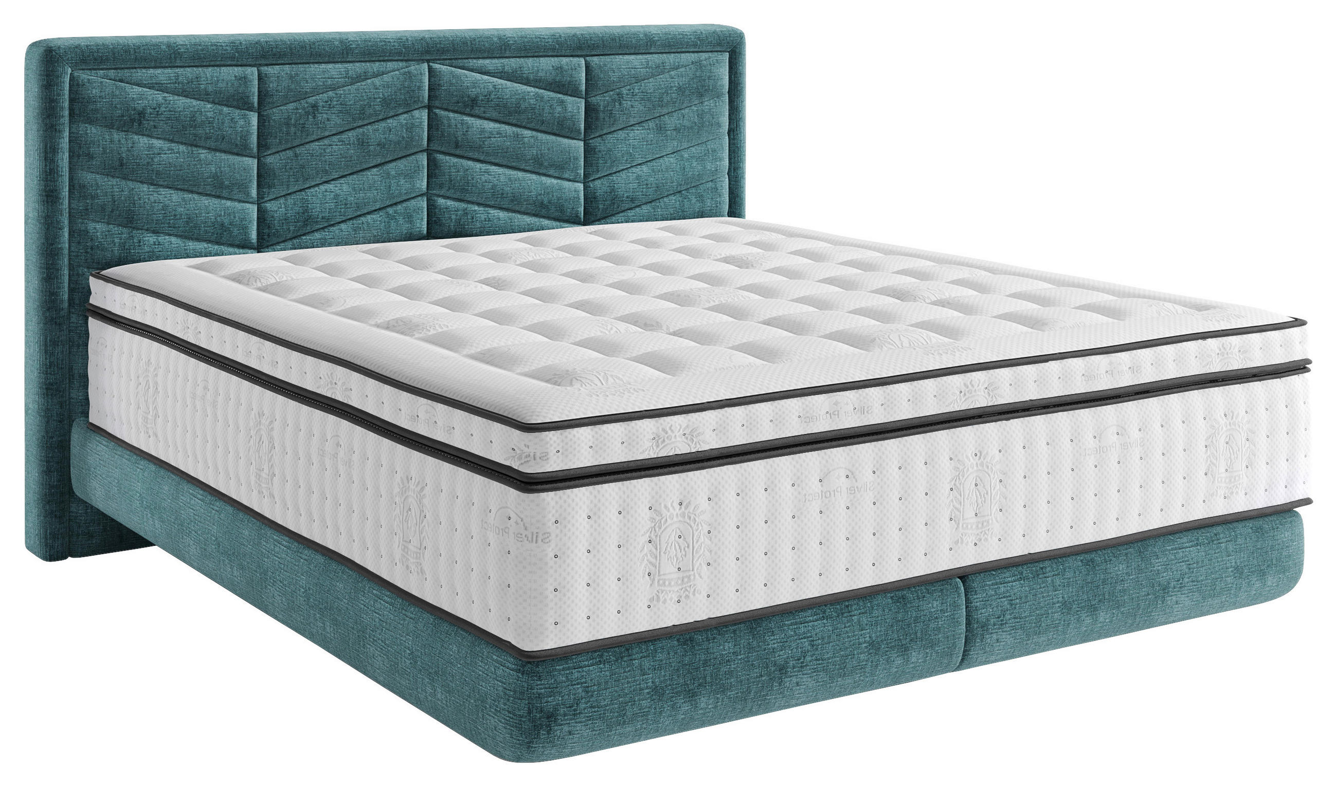 Carryhome Boxspringbett Blau 180x200 cm