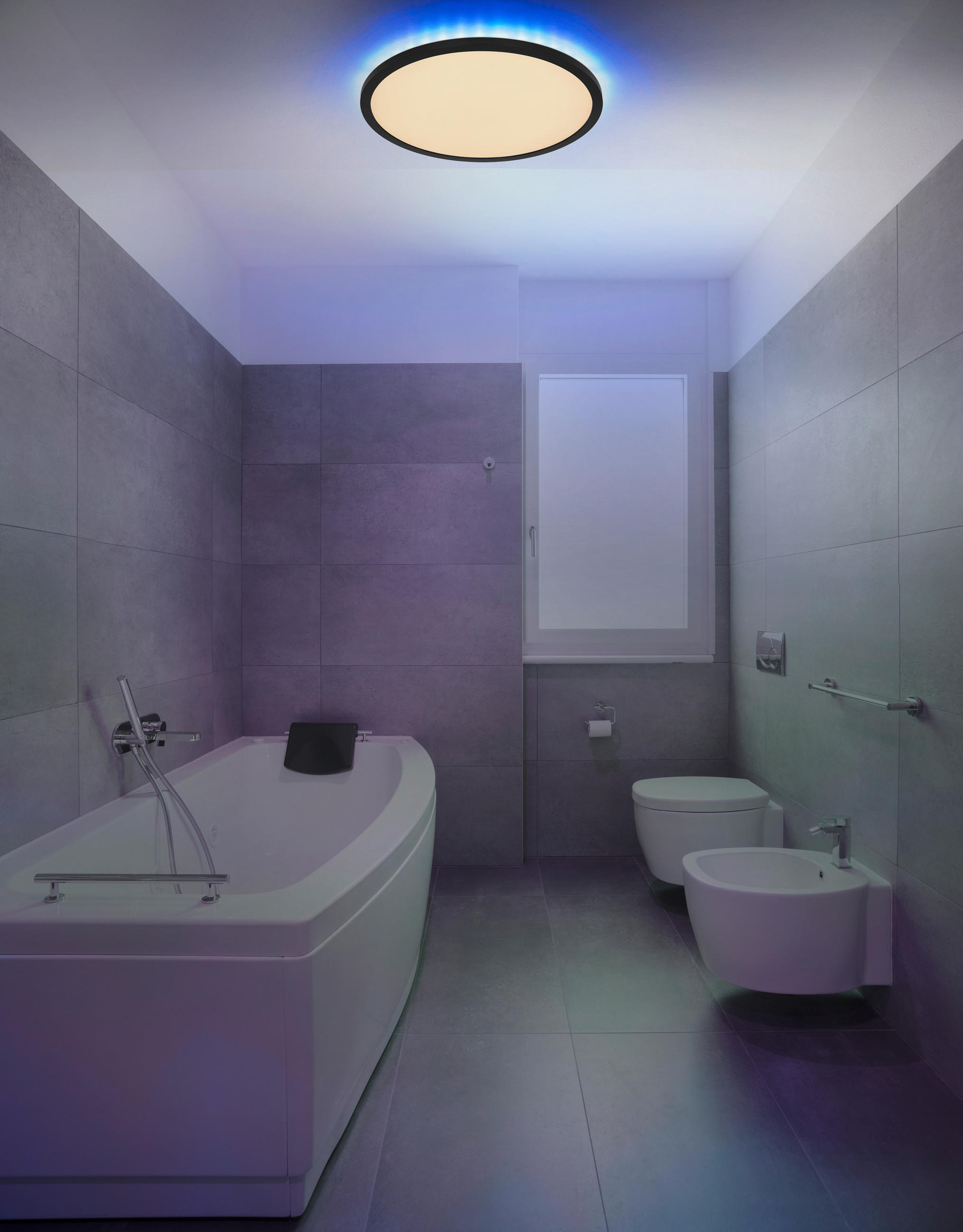 LED-DECKENLEUCHTE 42/2,5 cm   - Opal/Schwarz, Design, Kunststoff (42/2,5cm) - Globo