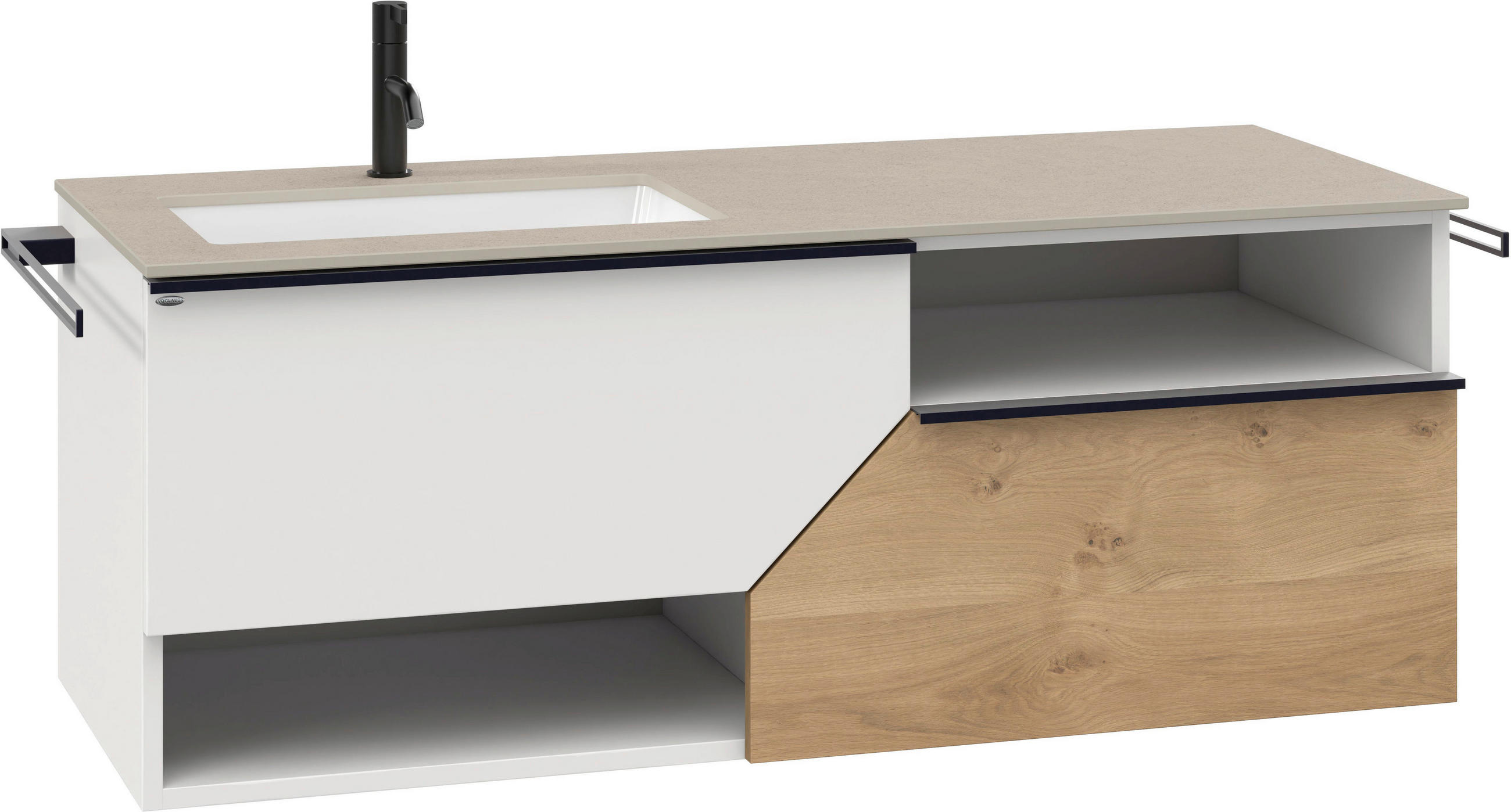 WASCHTISCHKOMBI 128 cm  - Taupe/Eichefarben, LIFESTYLE, Holz/Keramik (128cm) - Voglauer