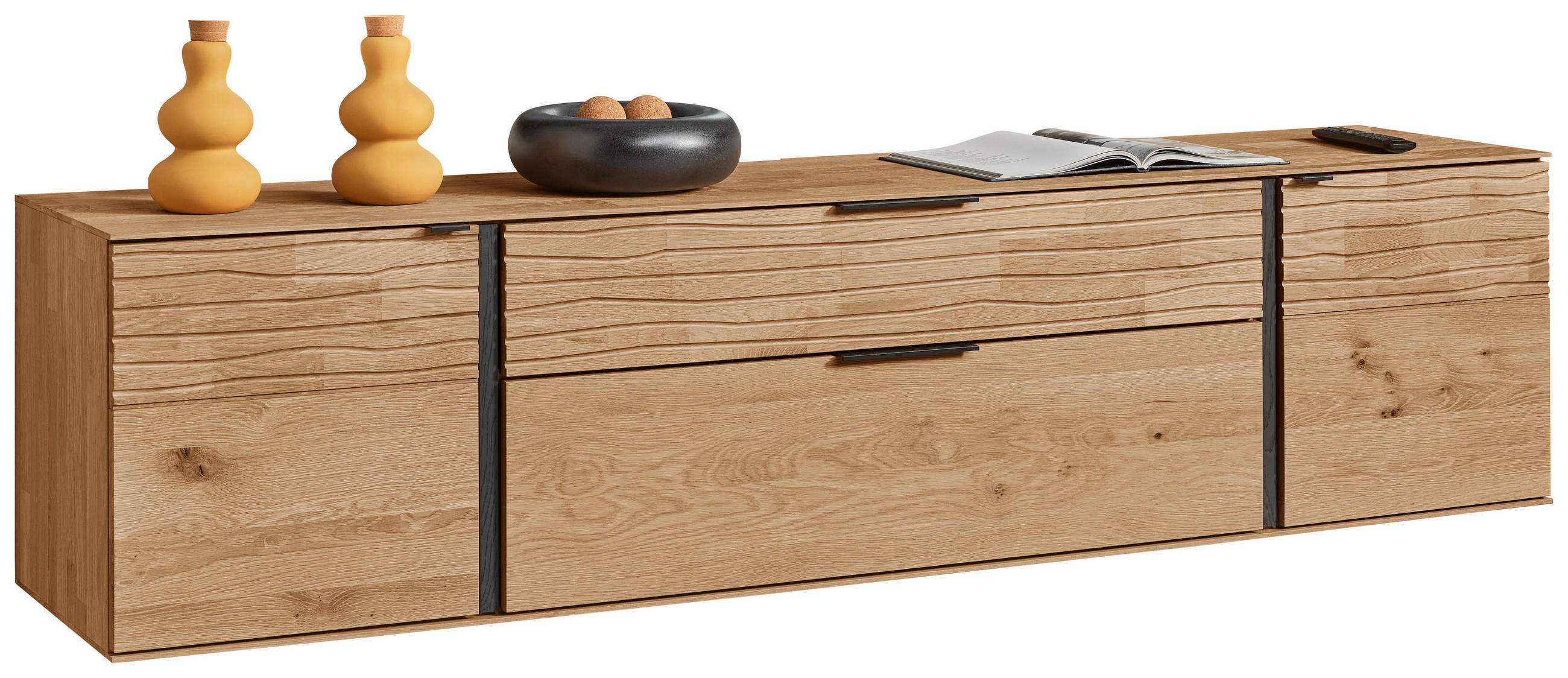 LOWBOARD  211/52/44 cm 1 Schublade(n) stehend, hängend  - Eichefarben/Anthrazit, Natur, Holz/Metall (211/52/44cm) - Valnatura
