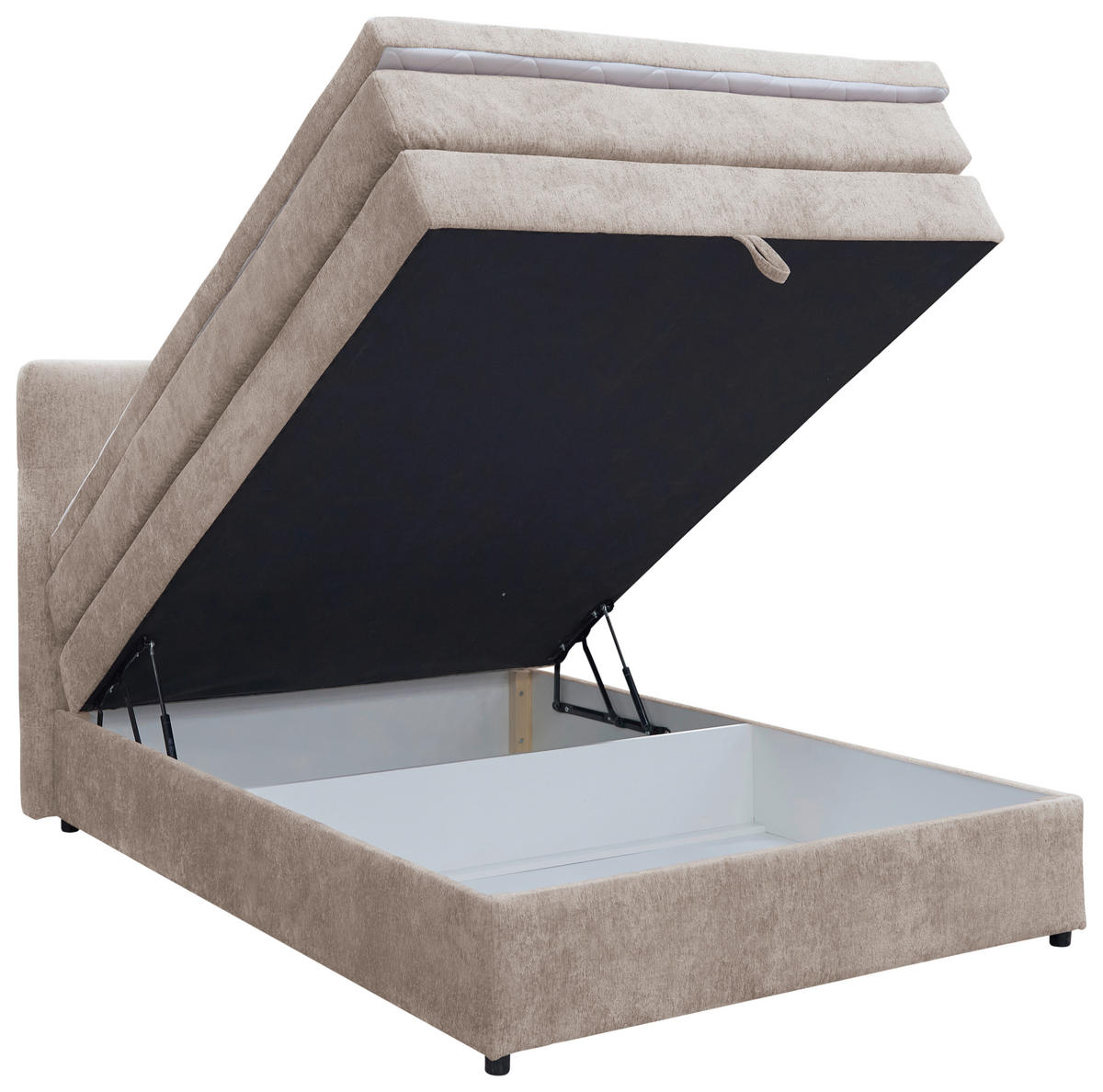 BOXSPRINGBETT 140/200 cm  in Beige  - Beige/Schwarz, Konventionell, Kunststoff/Textil (140/200cm) - Carryhome
