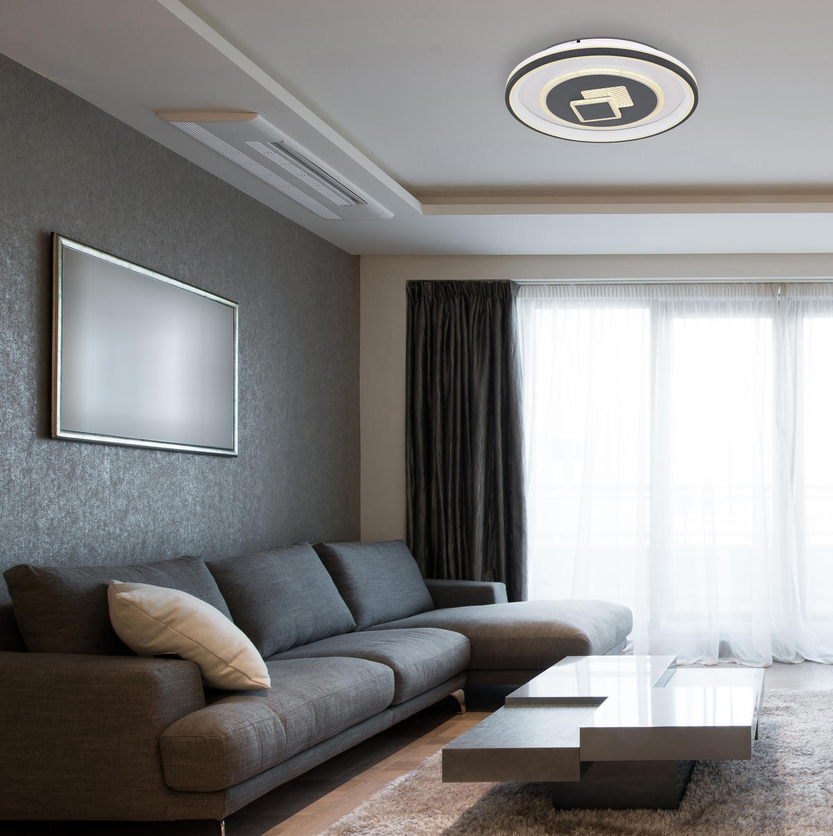 LED-DECKENLEUCHTE 46 W  50/7 cm    - Weiss/Opal, Design, Kunststoff/Metall (50/7cm) - Globo