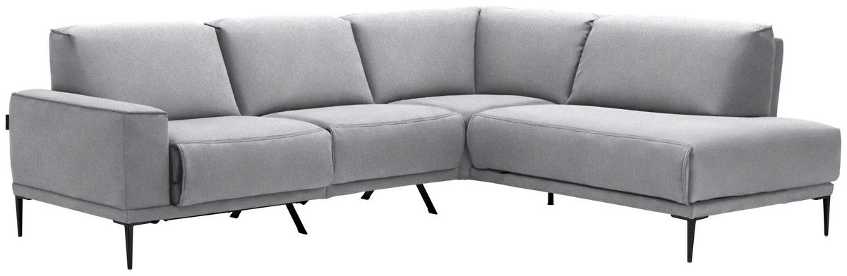 ECKSOFA in Flachgewebe Hellgrau  - Hellgrau/Schwarz, Design, Textil/Metall (260/210cm) - Johann Jakob