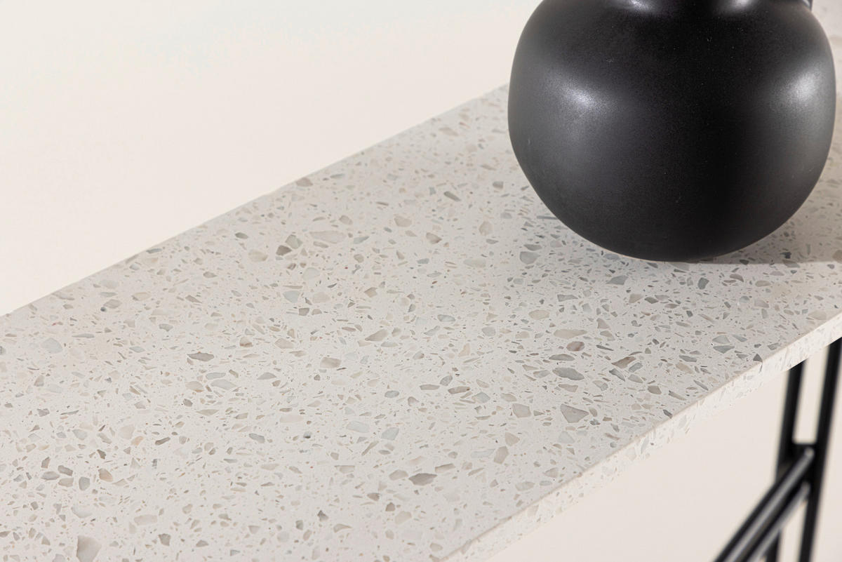 BEISTELLTISCH 110/30/75 cm Schwarz, Weiß rechteckig  - Schwarz/Weiß, Design, Stein/Metall (110/30/75cm) - Livetastic