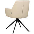 ARMLEHNSTUHL  in Eisen Echtleder pigmentiert  - Beige/Schwarz, Design, Leder/Metall (60/87,5/63,5cm) - Novel