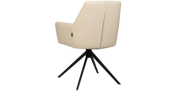 ARMLEHNSTUHL in Eisen Echtleder pigmentiert - Beige/Schwarz, Design, Leder/Metall (60/87,5/63,5cm) - Novel