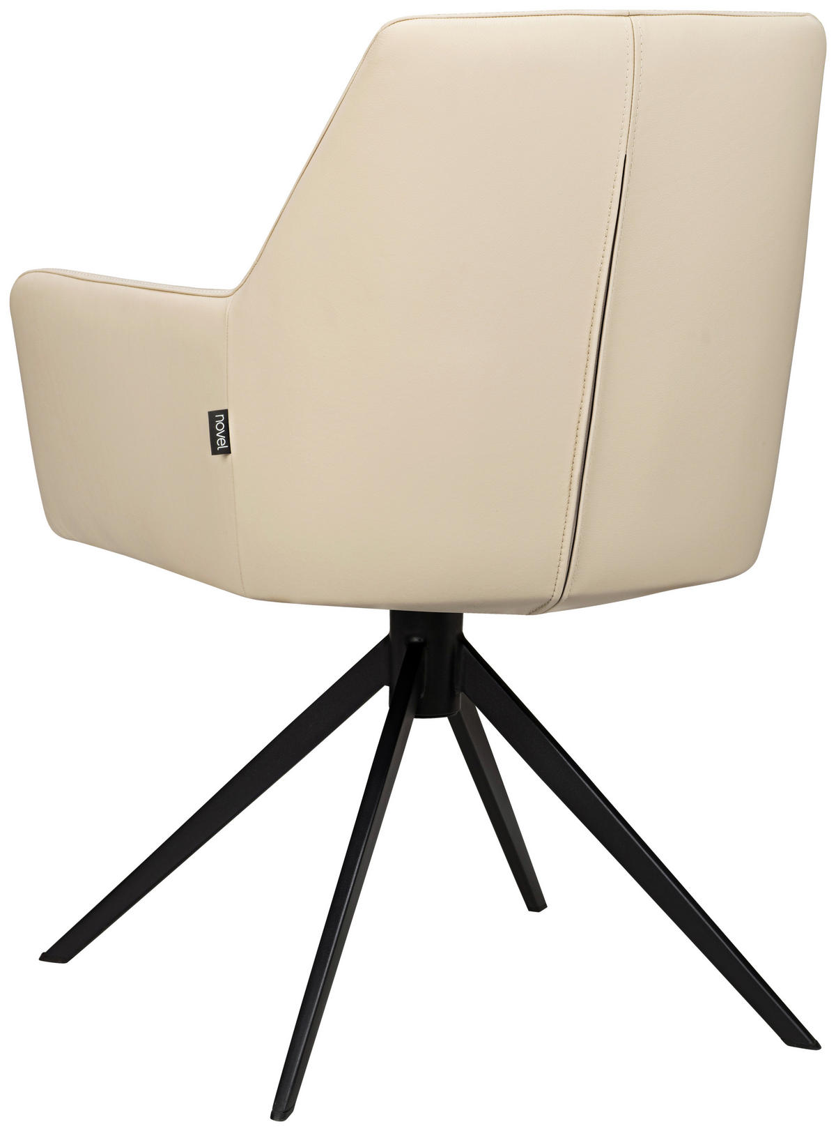 ARMLEHNSTUHL  in Eisen Echtleder pigmentiert  - Beige/Schwarz, Design, Leder/Metall (60/87,5/63,5cm) - Novel