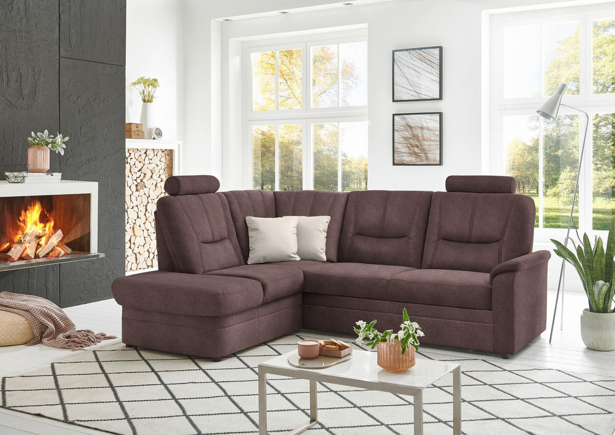 ECKSOFA  in Chenille Braun  185/235 cm  - Schwarz/Braun, KONVENTIONELL, Kunststoff/Textil (185/235cm) - Beldomo Comfort