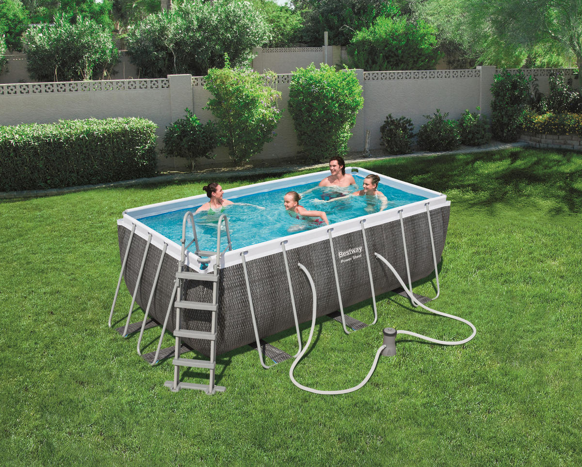 BAZÉN 412/201/122 cm - šedá/bílá, Konvenční, kov/plast (412/201/122cm) - Bestway
