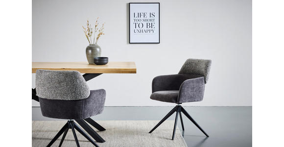 ARMLEHNSTUHL  in Eisen Webstoff  - Anthrazit/Schwarz, Design, Textil/Metall (61/83/61cm) - Novel