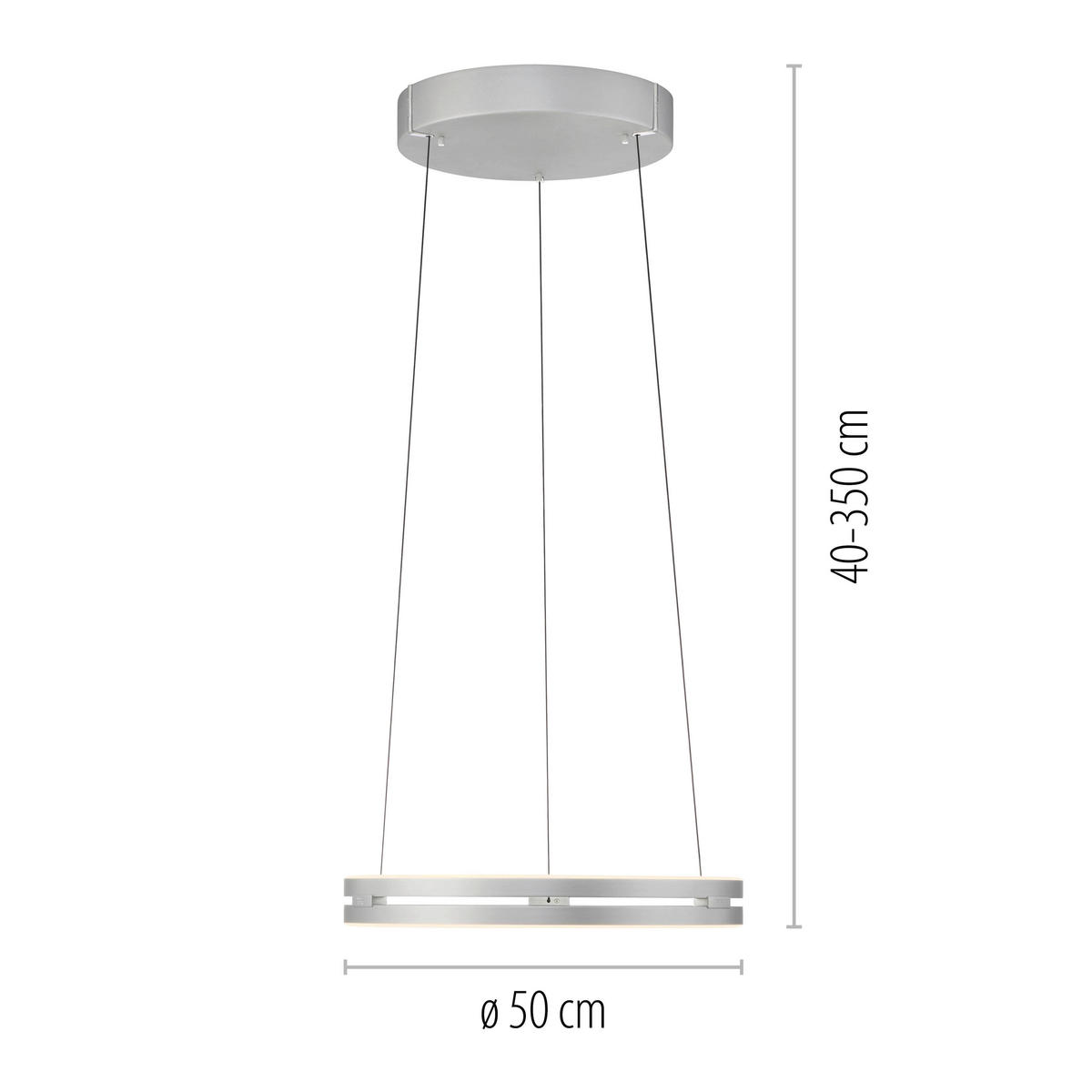 LED-PENDELLEUCHTE Pure E-Loop 50/50/350 cm   - Grau, Design, Metall (50/50/350cm) - Neuhaus PURE