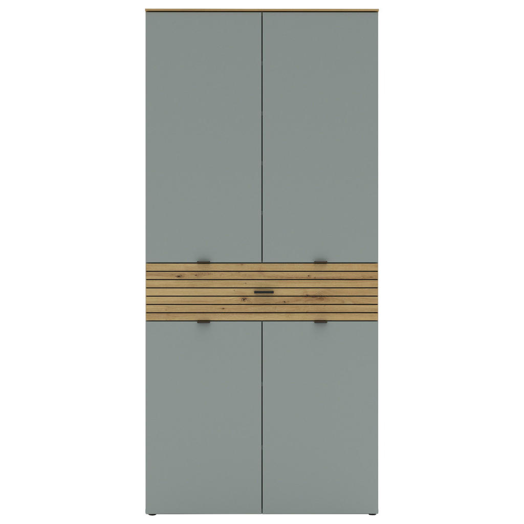 Thumbnail - Voleo Schuhschrank, Grün, Eiche Artisan, Metall, 6 Fächer, 1 Schublade(n) Schubladen, 90x196x41 cm, Beimöbel erhältlich,...