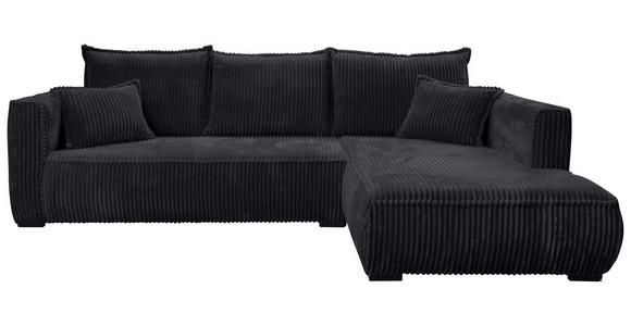 ECKSOFA Schwarz Cord  - Schwarz, MODERN, Holz/Textil (322/208cm) - Carryhome