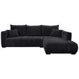 ECKSOFA Schwarz Cord  - Schwarz, MODERN, Holz/Textil (322/208cm) - Carryhome