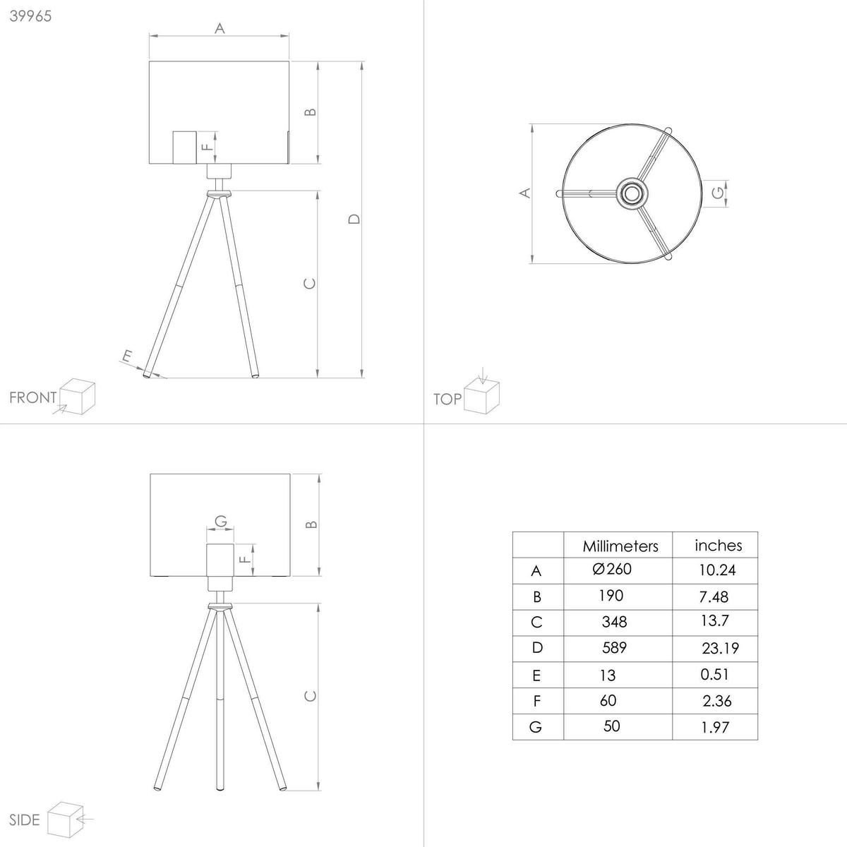 TISCHLEUCHTE 26/59 cm   - Messingfarben/Schwarz, Basics, Textil/Metall (26/59cm) - Eglo