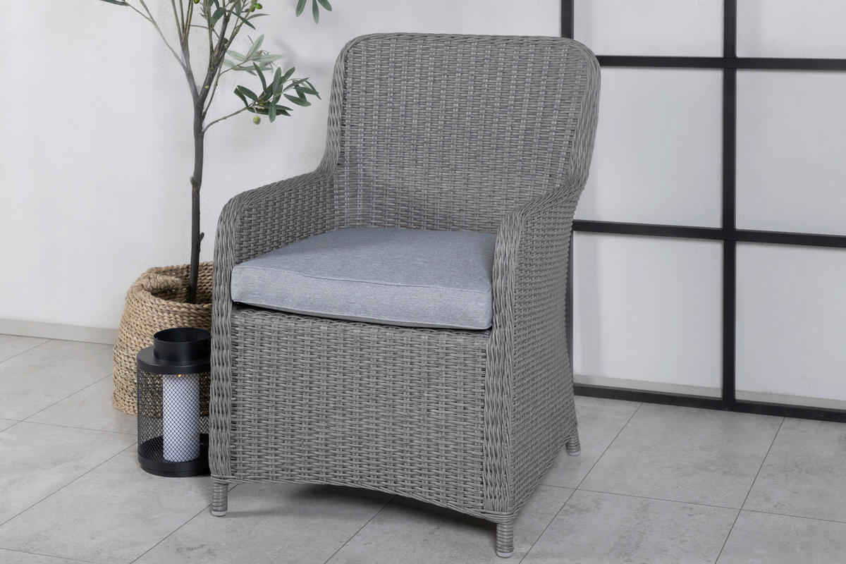 GARTENSTUHL-SET Stahl Grau  - Grau, KONVENTIONELL, Kunststoff/Textil (62/94,5/65cm) - Gardenson