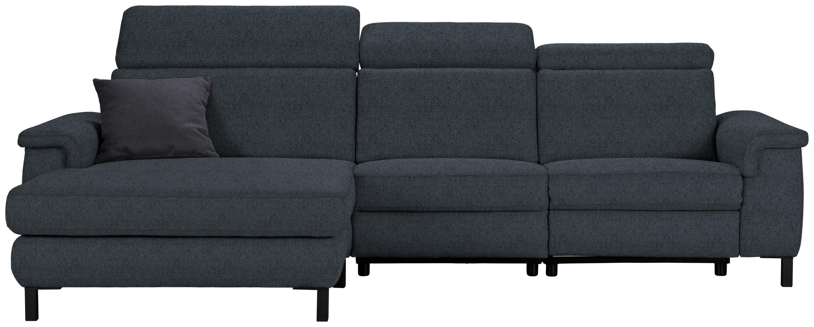 ECKSOFA in Flachgewebe Anthrazit  - Anthrazit/Schwarz, Konventionell, Textil/Metall (182/304cm) - Pure Home Comfort