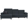 ECKSOFA in Flachgewebe Anthrazit  - Anthrazit/Schwarz, Konventionell, Textil/Metall (182/304cm) - Pure Home Comfort