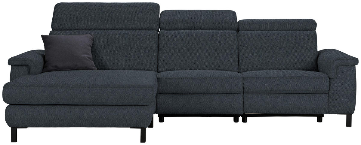 ECKSOFA in Flachgewebe Anthrazit  - Anthrazit/Schwarz, Konventionell, Textil/Metall (182/304cm) - Pure Home Comfort