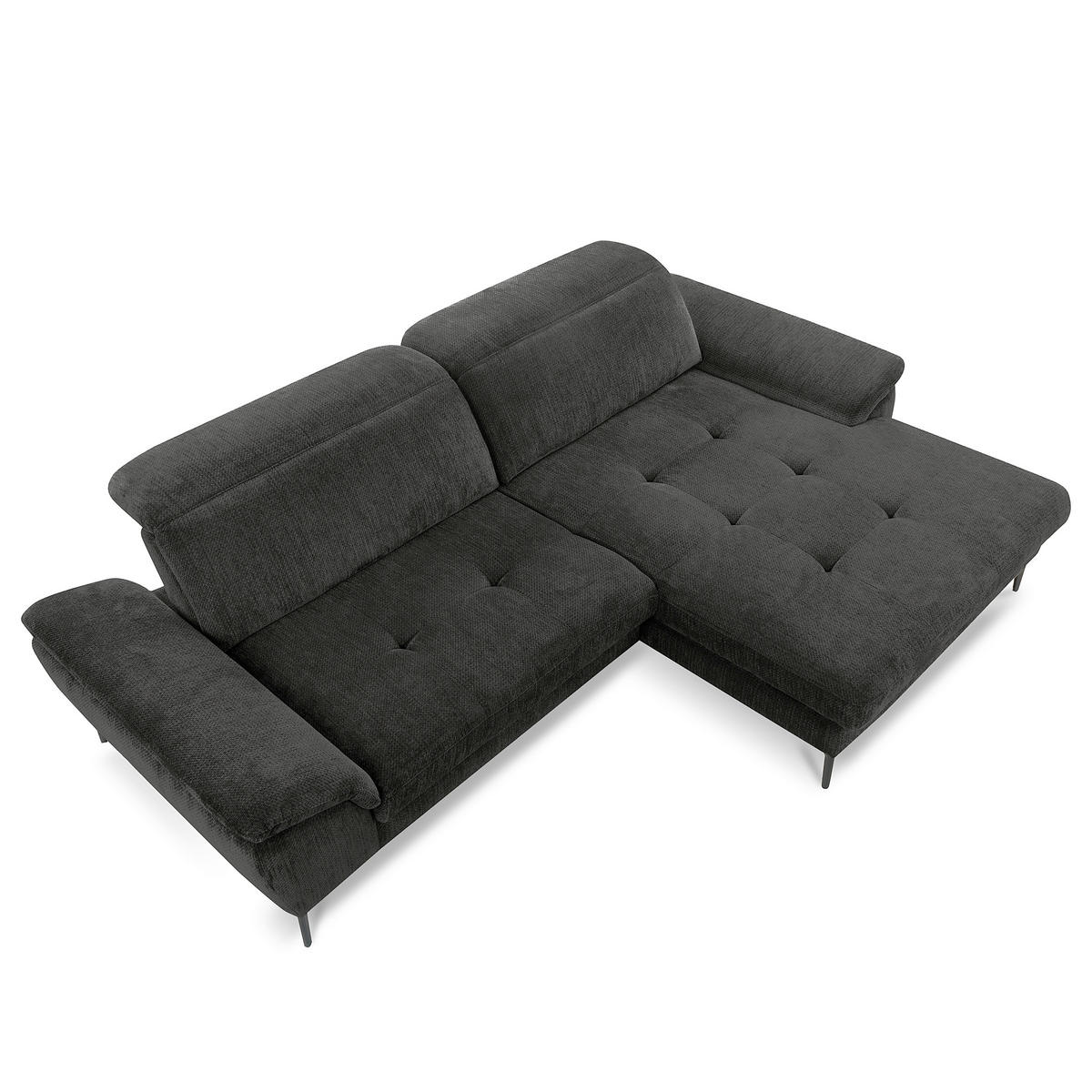 ECKSOFA  Webstoff Schwarz  - Schwarz, Design, Textil/Metall (268/195cm) - Livetastic