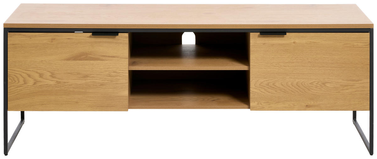 LOWBOARD Eichefarben  155/50/45 cm  - Eichefarben/Schwarz, Design, Holzwerkstoff/Metall (155/50/45cm) - Lomoco