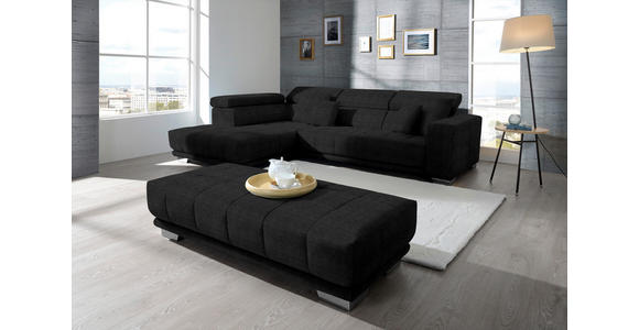 ECKSOFA in Mikrofaser Graphitfarben  - Chromfarben/Graphitfarben, Design, Textil/Metall (207/301cm) - Xora