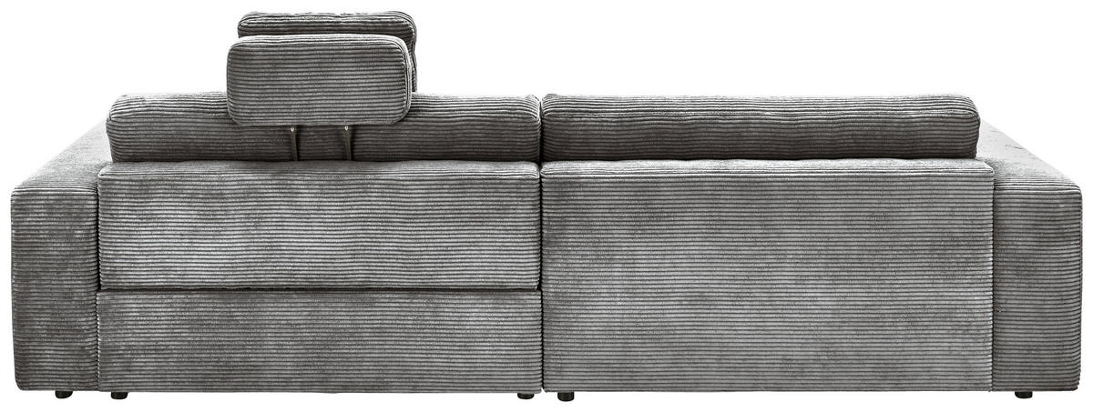 ECKSOFA in Cord Dunkelgrau  - Dunkelgrau/Schwarz, Design, Kunststoff/Textil (168/296cm) - Pure Home Lifestyle