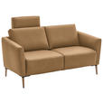 2-SITZER-SOFA  in Echtleder Honig   - Eichefarben/Beige, Natur, Leder/Holz (182/86/87cm) - Valnatura