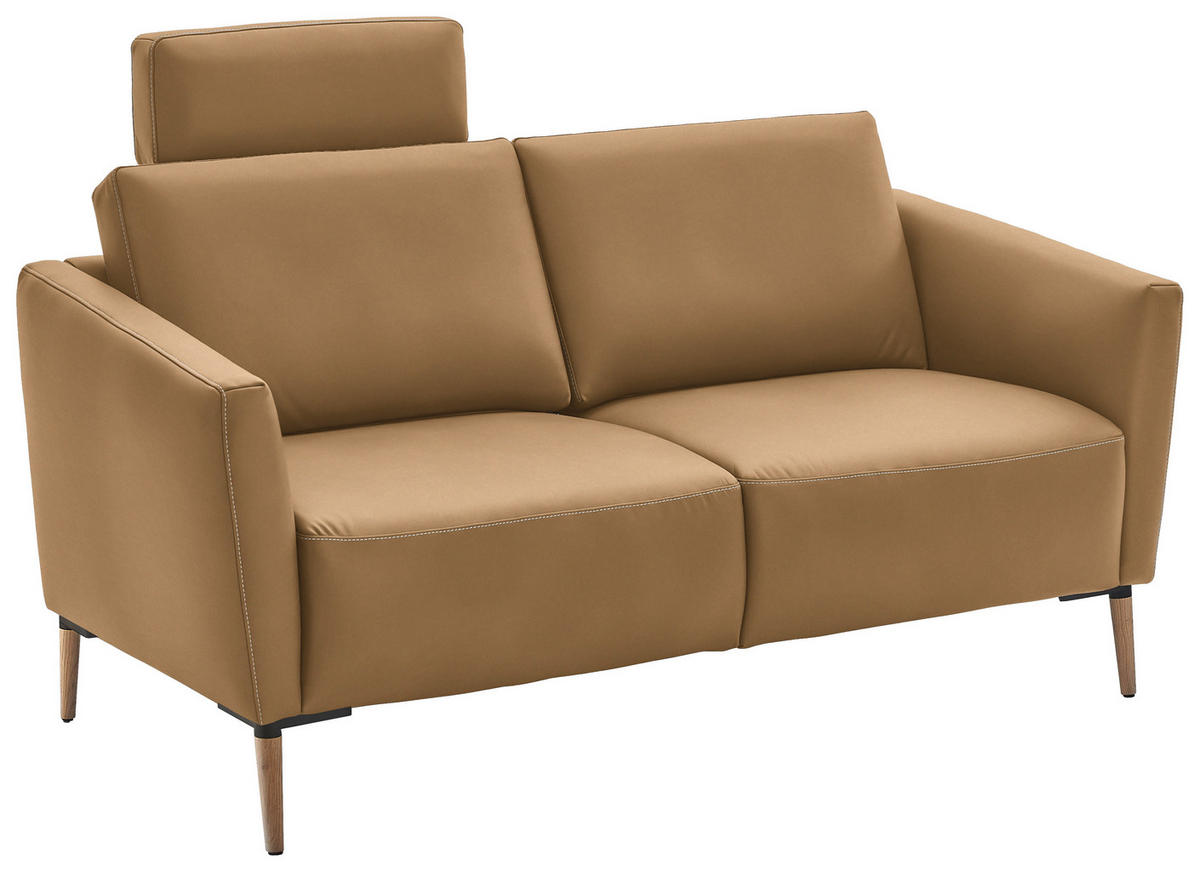 2-SITZER-SOFA  in Echtleder Honig   - Eichefarben/Beige, Natur, Leder/Holz (182/86/87cm) - Valnatura