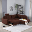 ECKSOFA in Flachgewebe, Leinenoptik Rotbraun  - Rotbraun/Schwarz, Design, Textil/Metall (247/208cm) - Xora