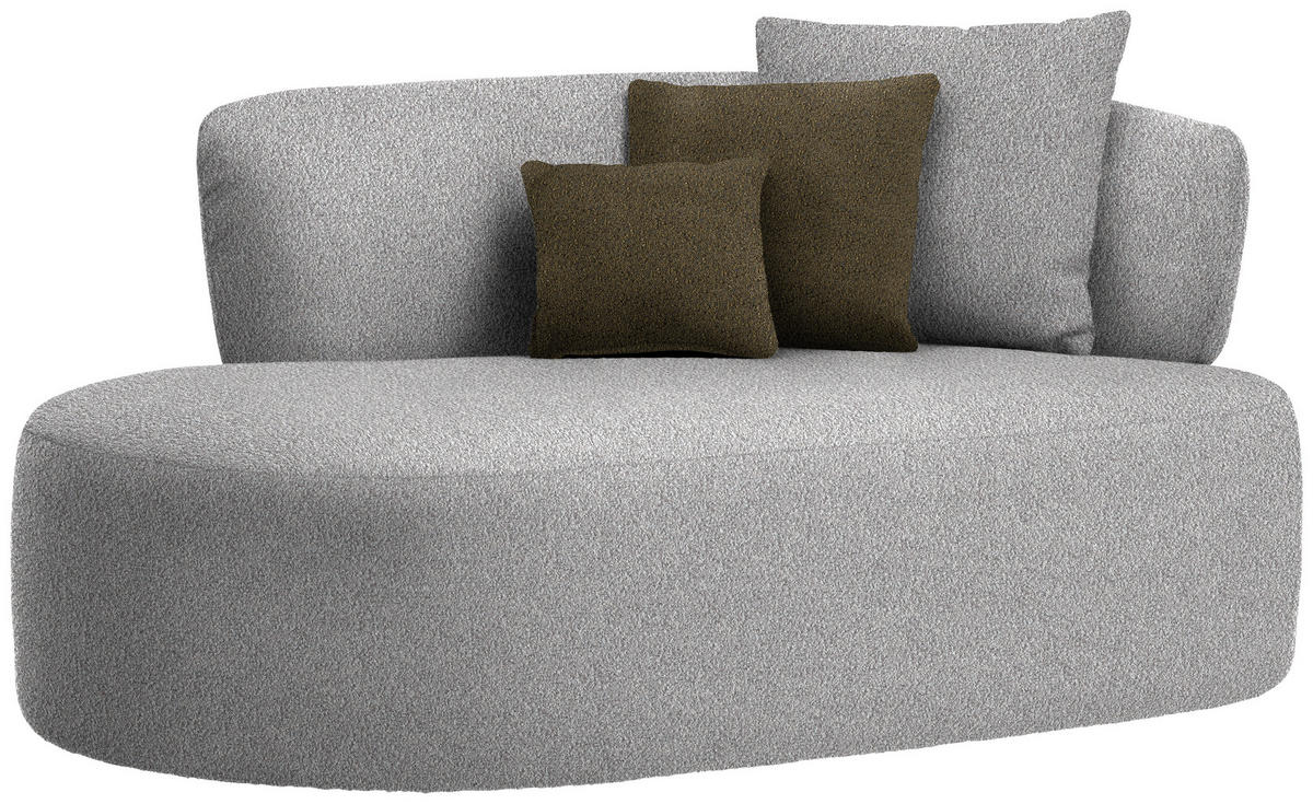 RÉCAMIERE in Bouclé Taupe, Olivgrün  - Taupe/Schwarz, MODERN, Kunststoff/Textil (166/86/105cm) - Hom`in