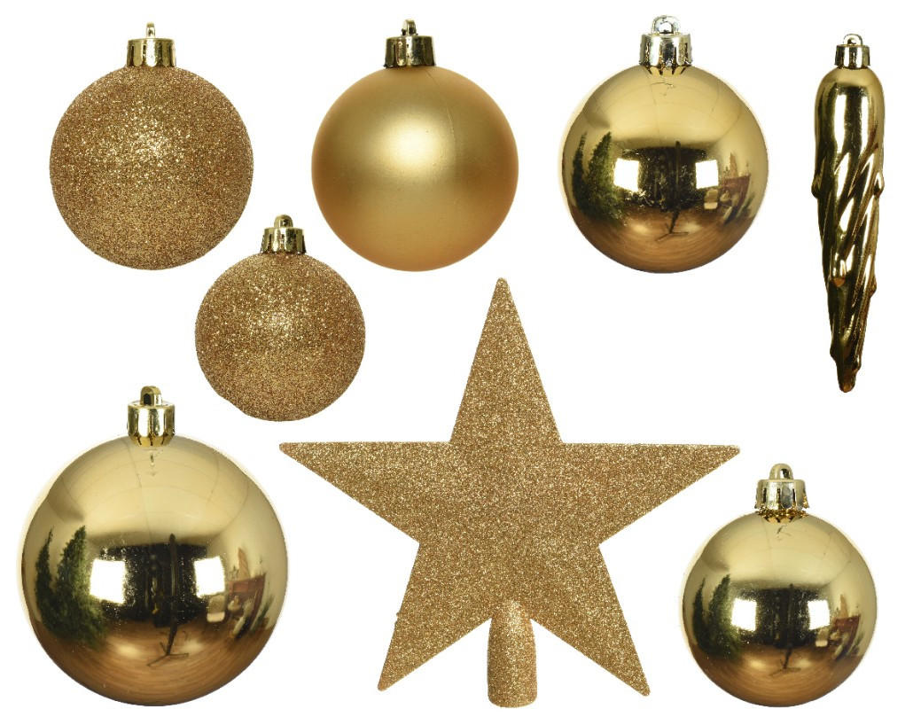 CHRISTBAUMKUGEL-SET 5 cm 33-teilig  - Goldfarben, Kunststoff (5cm) - X-Mas