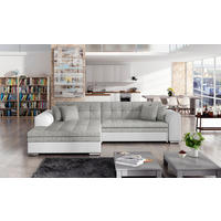 ECKSOFA  Grau, Weiß Webstoff  - Chromfarben/Weiß, Design, Kunststoff/Textil (194/296cm) - MID.YOU