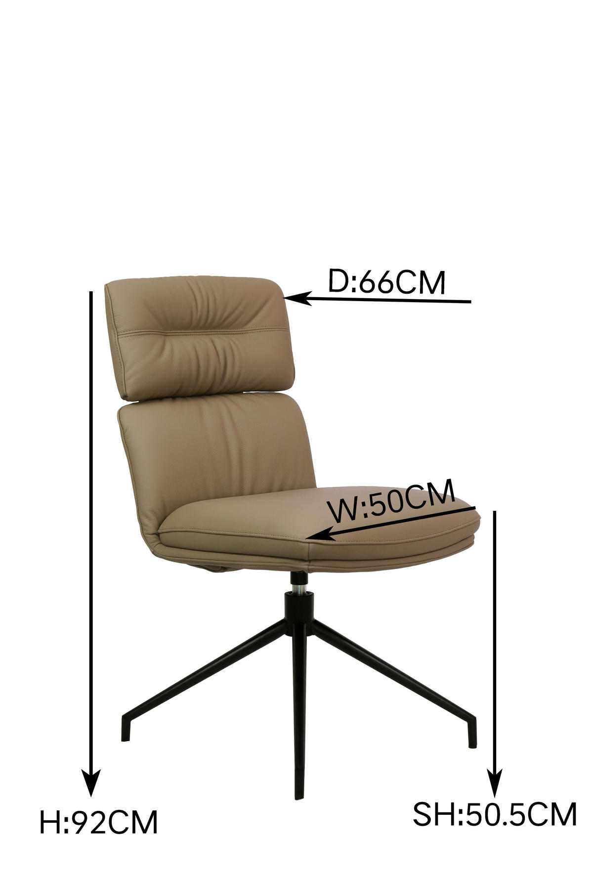 STUHL Echtleder Schwarz, Taupe  - Taupe/Schwarz, Design, Leder/Metall (50/92/64,5cm) - Dieter Knoll