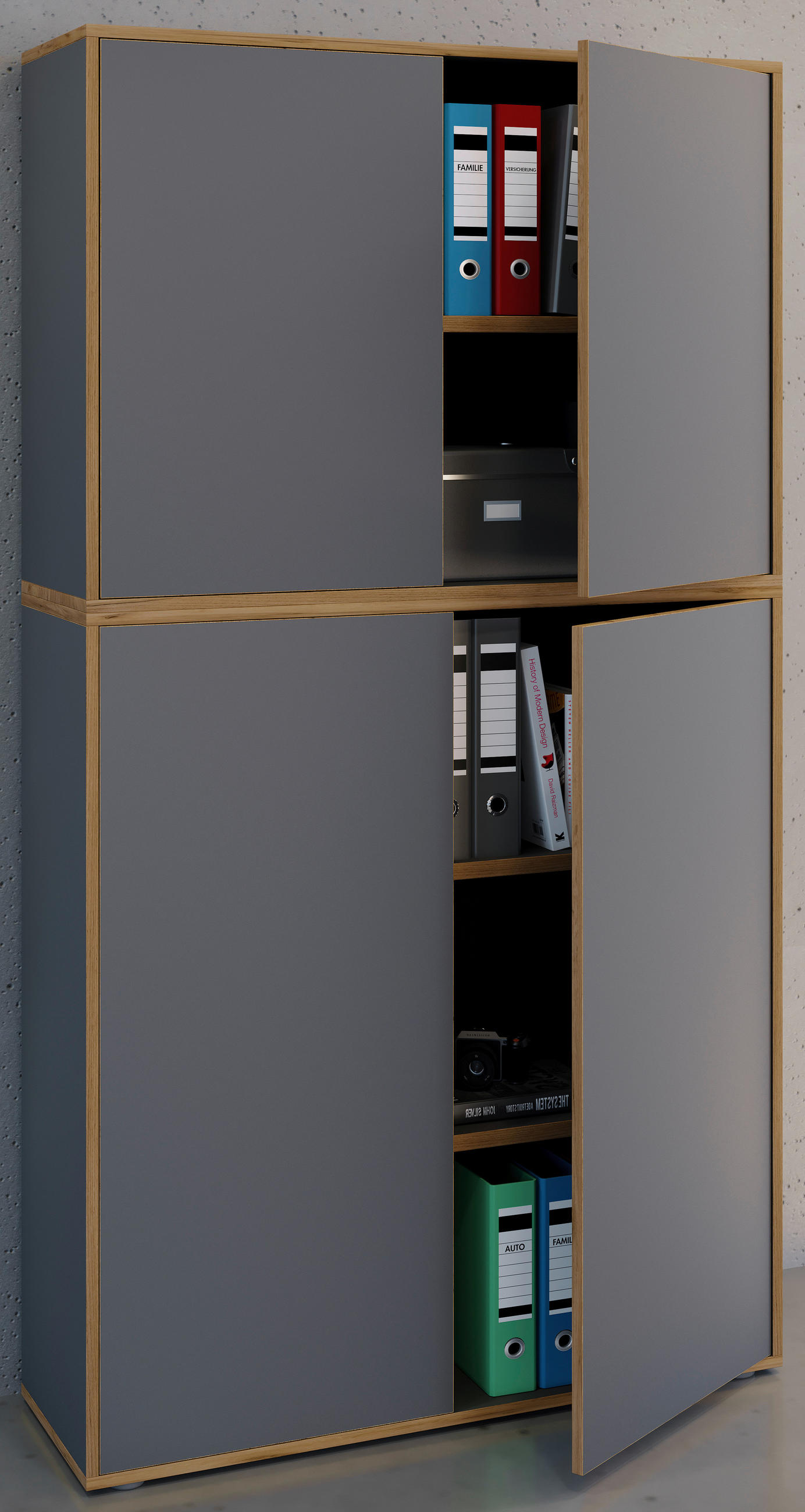 AKTENSCHRANK Anthrazit, Honigeiche  - Honigeiche/Anthrazit, Design, Holzwerkstoff (100/183/33cm) - MID.YOU