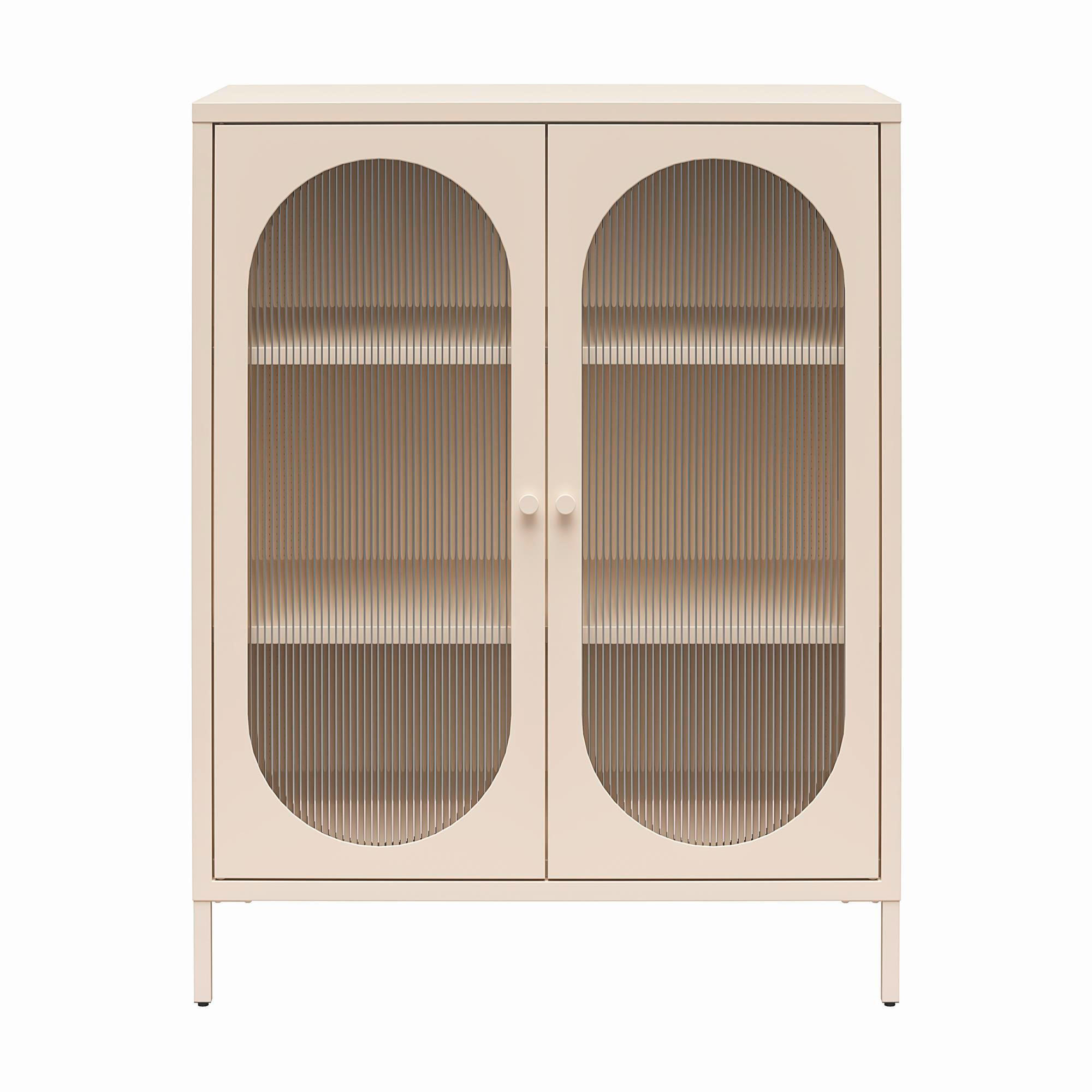 HIGHBOARD Luna   in 80/102/40 cm  - Creme, Design, Glas/Metall (80/102/40cm) - MID.YOU
