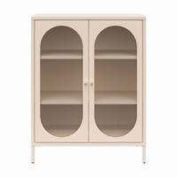 HIGHBOARD Luna   in 80/102/40 cm  - Creme, Design, Glas/Metall (80/102/40cm) - MID.YOU