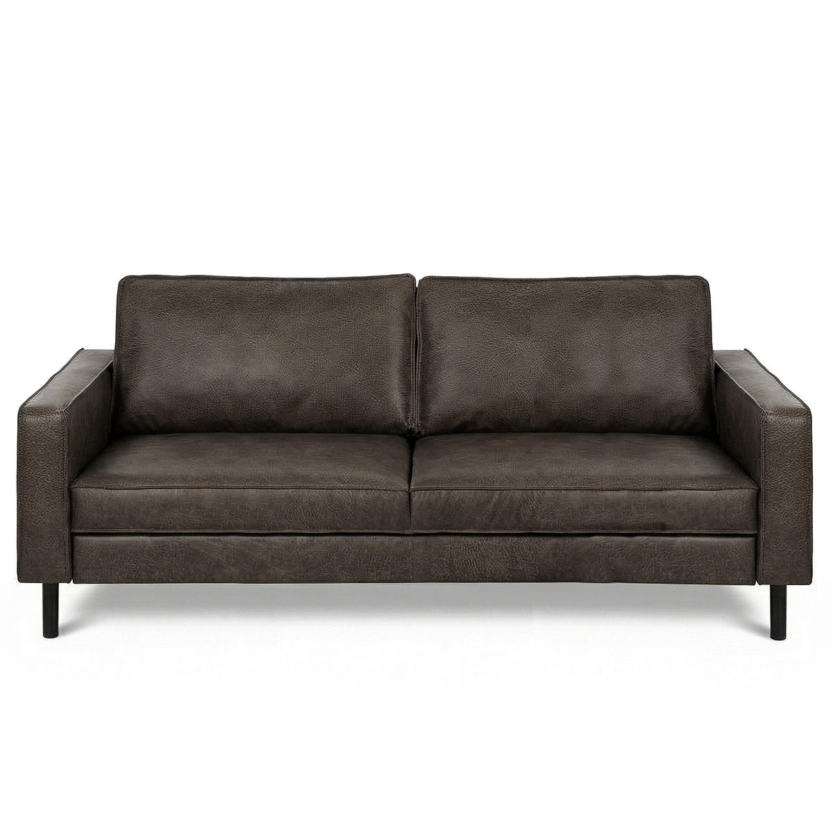 3-SITZER-SOFA  in Echtleder Fango   - Fango/Schwarz, Design, Leder/Metall (188/85/92cm) - Livetastic