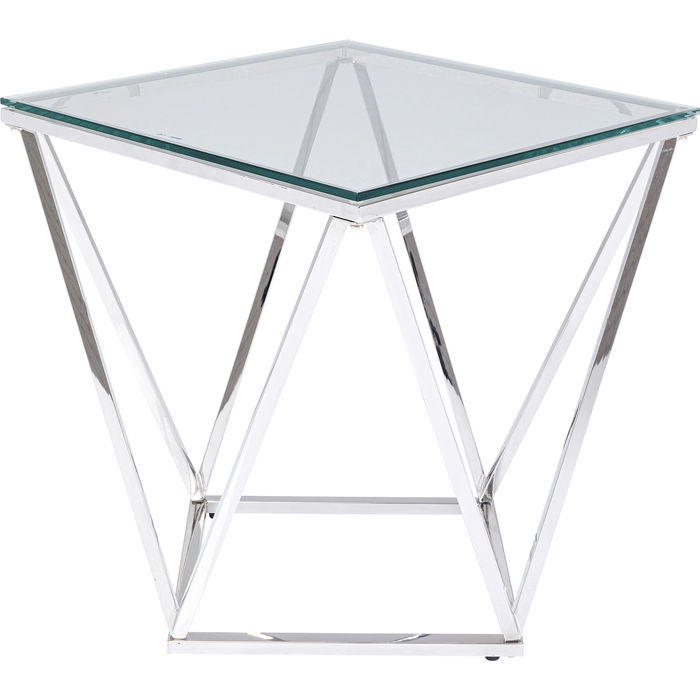 BEISTELLTISCH in Metall, Glas 50/50/55 cm  - Edelstahlfarben, Basics, Glas/Metall (50/50/55cm) - Kare-Design