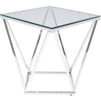 BEISTELLTISCH in Metall, Glas 50/50/55 cm  - Edelstahlfarben, Basics, Glas/Metall (50/50/55cm) - Kare-Design