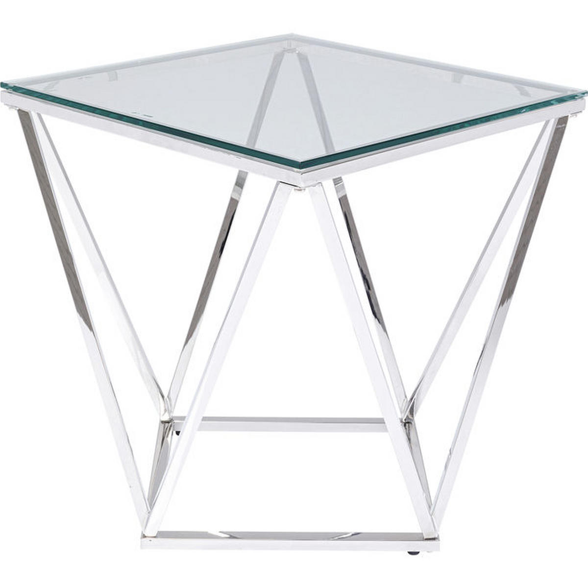 BEISTELLTISCH in Metall, Glas 50/50/55 cm  - Edelstahlfarben, Basics, Glas/Metall (50/50/55cm) - Kare-Design